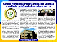 Câmara Municipal apresenta indicações voltadas à melhoria da infraestrutura urbana em Luz